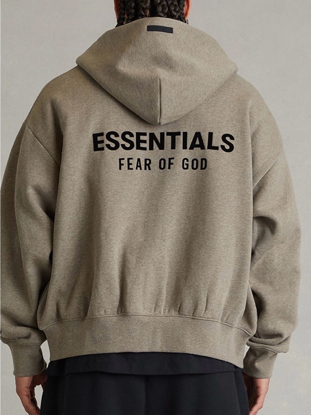 Fear of God Essentials Hoodie in Taupe with Black Logo